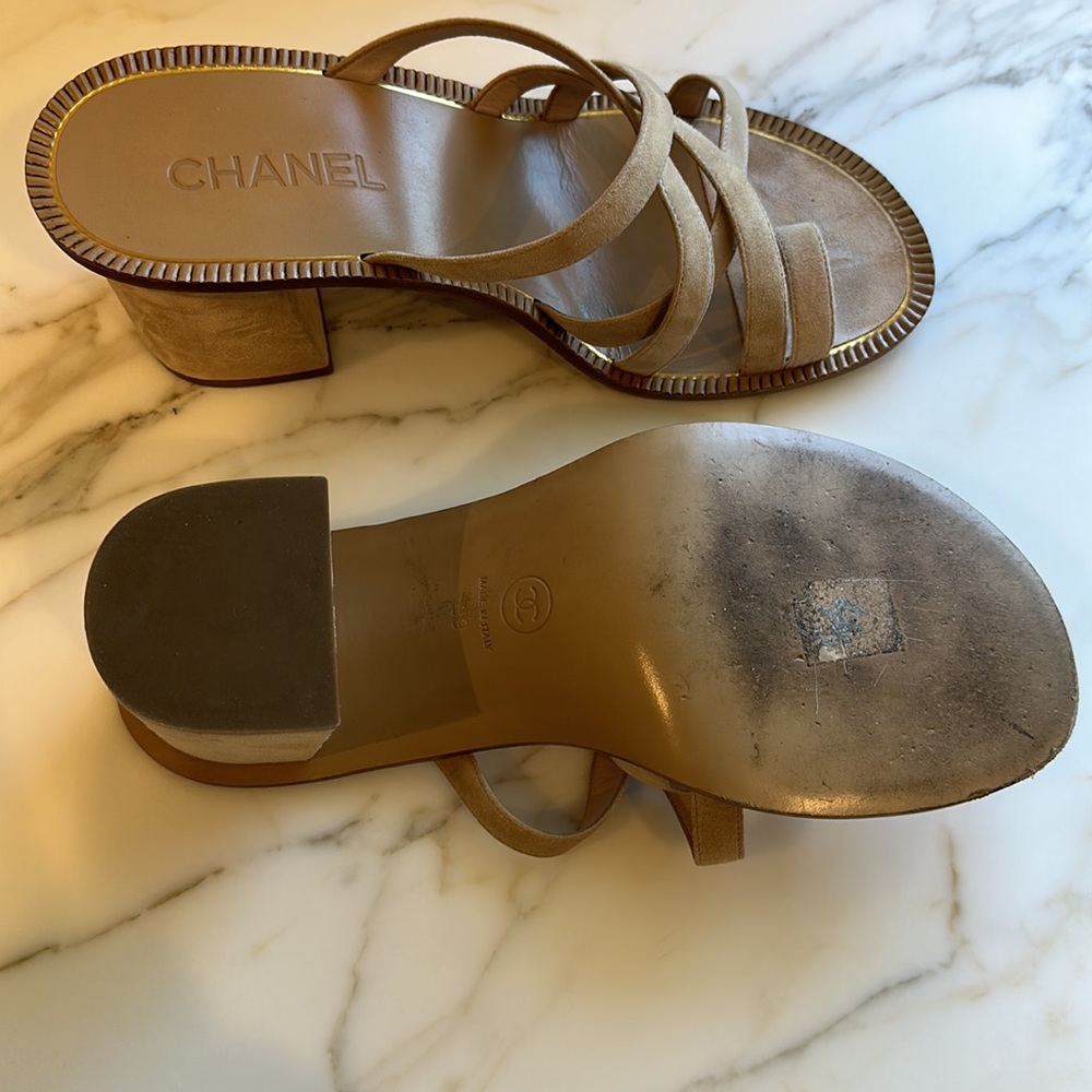 CHANEL Block Heel Sandal Slide - Picture 4 of 5